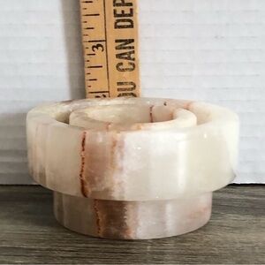 White and Cream Onyx Candle Holder